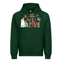 Forest Green He is alive Easter Day Urban Hoodie - HowdyJamesFarm