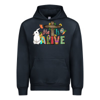 Navy He is alive Easter Day Urban Hoodie - HowdyJamesFarm