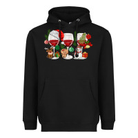 Black Christmas Wine Glasses Heavyweight Hoodie - MaliasSmallBusiness