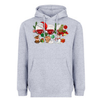 Heather Grey Christmas Wine Glasses Heavyweight Hoodie - MaliasSmallBusiness