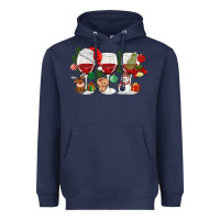 Navy Christmas Wine Glasses Heavyweight Hoodie - MaliasSmallBusiness