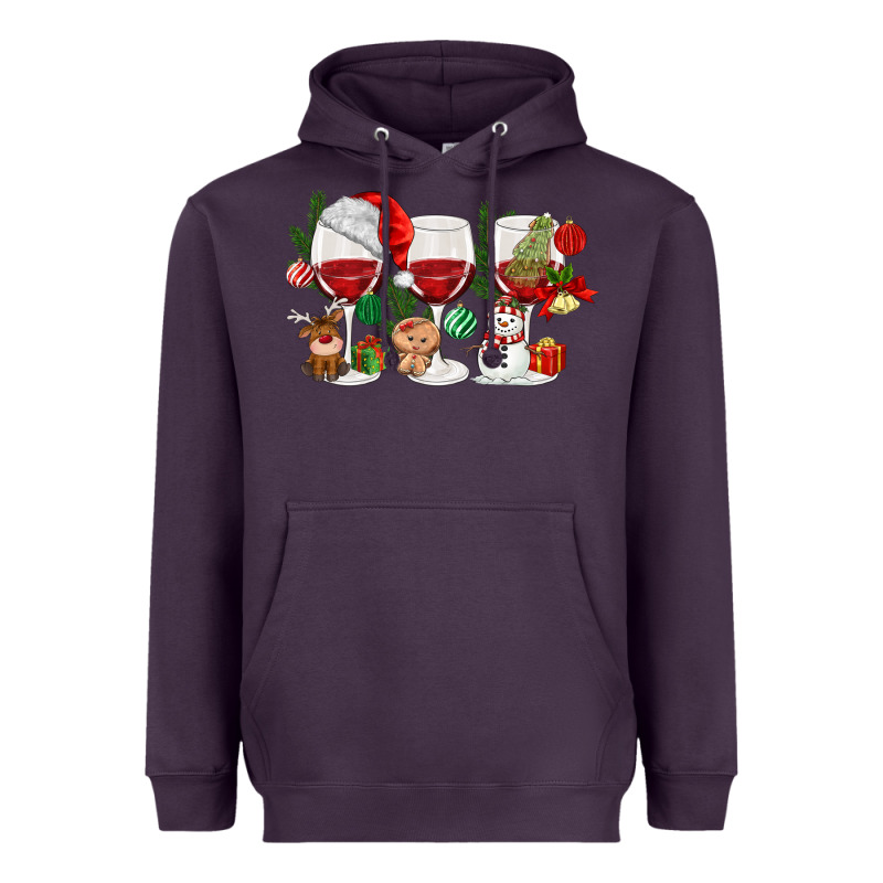 Christmas Wine Glasses Heavyweight Hoodie by MaliasSmallBusiness | Teevron