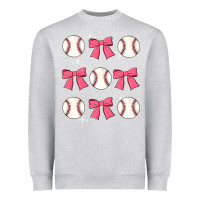Heather Grey baseball coquette bow Heavyweight Sweatshirt - JahusDesignShop