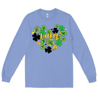 Colony Blue lucky heart shaped clover Long Sleeve Tee - AdoDesignShop