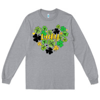 Heather Grey lucky heart shaped clover Long Sleeve Tee - AdoDesignShop