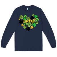 Navy lucky heart shaped clover Long Sleeve Tee - AdoDesignShop