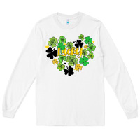 White lucky heart shaped clover Long Sleeve Tee - AdoDesignShop