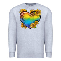 Heather Grey Pride Heart And Sunflower Premium Sweatshirt - BundleAndBundleShop