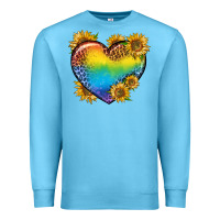 Ocean Blue Pride Heart And Sunflower Premium Sweatshirt - BundleAndBundleShop