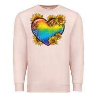 Pale Pink Pride Heart And Sunflower Premium Sweatshirt - BundleAndBundleShop