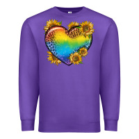 Purple Pride Heart And Sunflower Premium Sweatshirt - BundleAndBundleShop