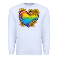 White Pride Heart And Sunflower Premium Sweatshirt - BundleAndBundleShop