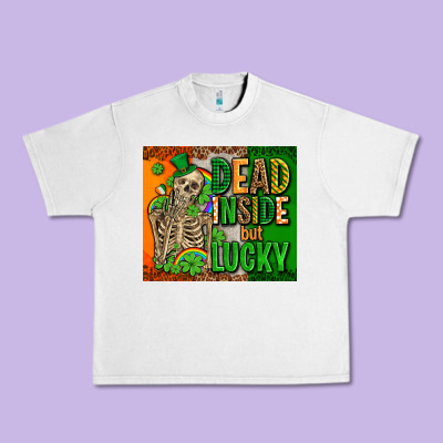 Irish Flag With Shamrocks  Dead Inside But Lucky Urban Heavy Tee Designed By Adodesignshop