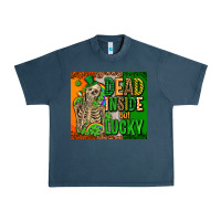 Midnight Navy irish flag with shamrocks  dead inside but lucky Urban Heavy Tee - AdoDesignShop