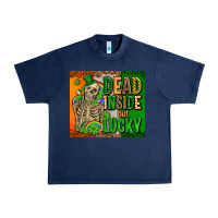 Navy irish flag with shamrocks  dead inside but lucky Urban Heavy Tee - AdoDesignShop