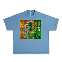 Pebble Blue irish flag with shamrocks  dead inside but lucky Urban Heavy Tee - AdoDesignShop