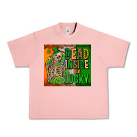 Salmon irish flag with shamrocks  dead inside but lucky Urban Heavy Tee - AdoDesignShop