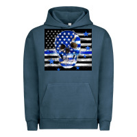 Pigment Midnight Navy police flag patriotic skull Urban Hoodie - TumblerDesignByShophia