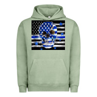 Pigment Oil Green police flag patriotic skull Urban Hoodie - TumblerDesignByShophia