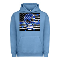 Pigment Pebble Blue police flag patriotic skull Urban Hoodie - TumblerDesignByShophia