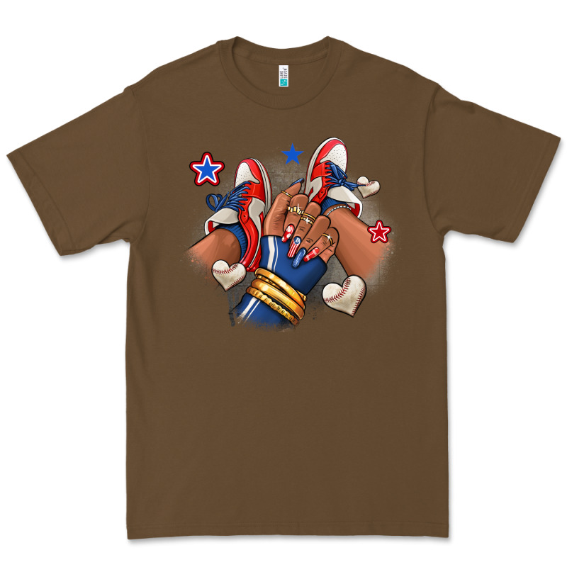 Baseball Afro Girl Sneakers Premium Tee by RanaPortraitStore | Teevron