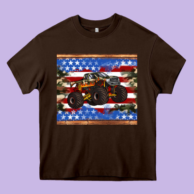 Monster Truck American Flag Tumbler Heavy Core Tee Designed By Artiststas