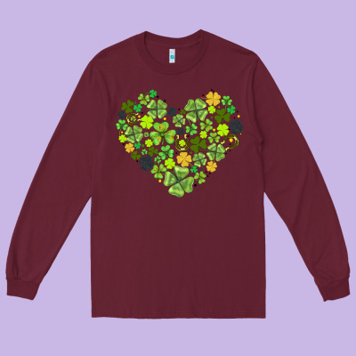 Heart Shaped Clover Long Sleeve Tee Designed By Adodesignshop