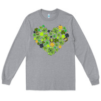Heather Grey heart shaped clover Long Sleeve Tee - AdoDesignShop