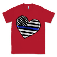 Red american thin blue line flag Classic Tee - Artiststas