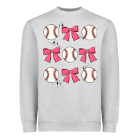 Heather Grey baseball coquette bow Heavyweight Sweatshirt - JahusDesignShop
