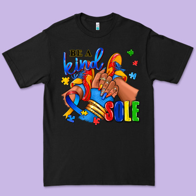 Premium Tee Be a kind sole Autism afro girl sneakers