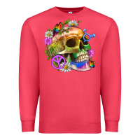 Cardinal Pride Skull And Transgender Symbol With Peace Premium Sweatshirt - BundleAndBundleShop