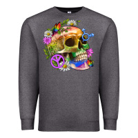 Charcoal Heather Pride Skull And Transgender Symbol With Peace Premium Sweatshirt - BundleAndBundleShop