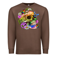 Chestnut Pride Skull And Transgender Symbol With Peace Premium Sweatshirt - BundleAndBundleShop