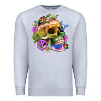 Heather Grey Pride Skull And Transgender Symbol With Peace Premium Sweatshirt - BundleAndBundleShop