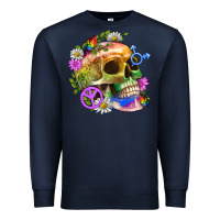 Navy Pride Skull And Transgender Symbol With Peace Premium Sweatshirt - BundleAndBundleShop