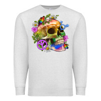 Oatmeal Heather Pride Skull And Transgender Symbol With Peace Premium Sweatshirt - BundleAndBundleShop
