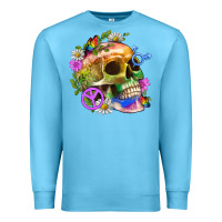 Ocean Blue Pride Skull And Transgender Symbol With Peace Premium Sweatshirt - BundleAndBundleShop