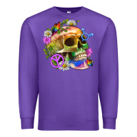 Purple Pride Skull And Transgender Symbol With Peace Premium Sweatshirt - BundleAndBundleShop