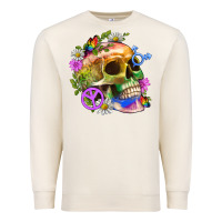 Sandshell Pride Skull And Transgender Symbol With Peace Premium Sweatshirt - BundleAndBundleShop