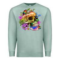 Seafoam Pride Skull And Transgender Symbol With Peace Premium Sweatshirt - BundleAndBundleShop
