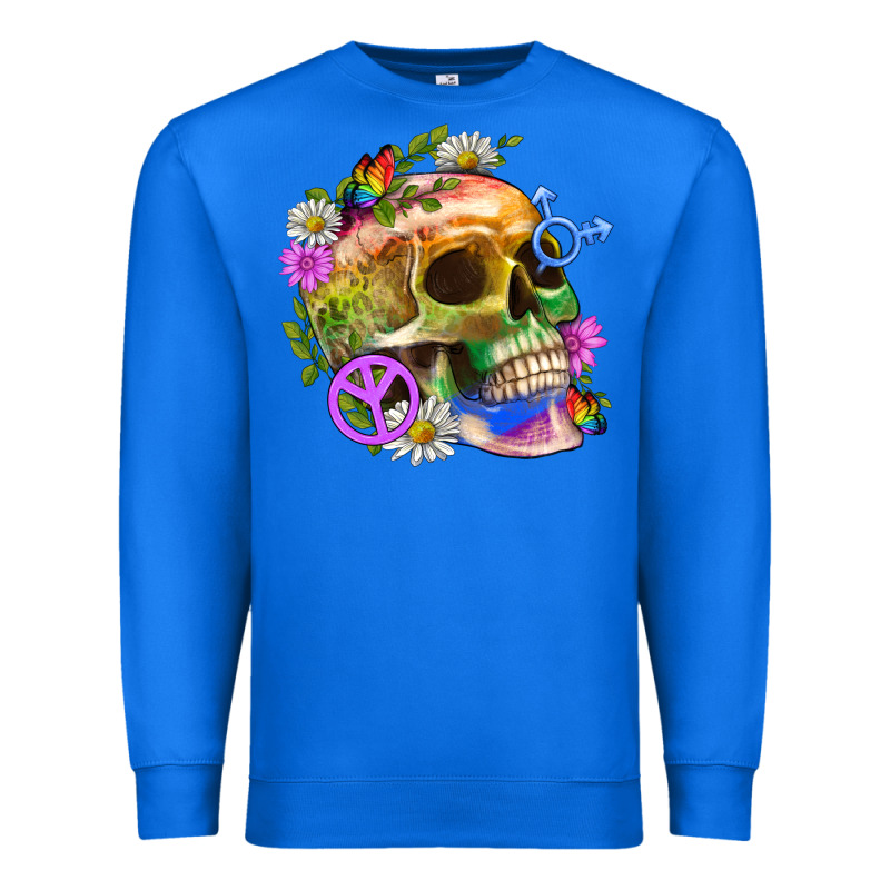 Pride Skull And Transgender Symbol With Peace Premium Sweatshirt by BundleAndBundleShop | Teevron