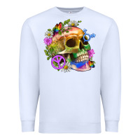White Pride Skull And Transgender Symbol With Peace Premium Sweatshirt - BundleAndBundleShop