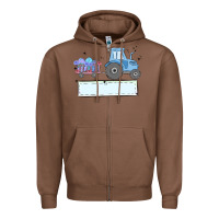 Chestnut easter tractor boy Zipper Hoodie - MaliasSmallBusiness