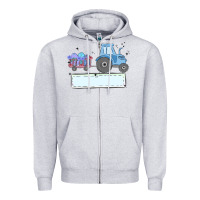 Heather Grey easter tractor boy Zipper Hoodie - MaliasSmallBusiness