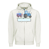 Oatmeal Heather easter tractor boy Zipper Hoodie - MaliasSmallBusiness