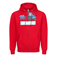 Red easter tractor boy Zipper Hoodie - MaliasSmallBusiness