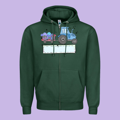 Easter Tractor Boy Zipper Hoodie Designed By Maliassmallbusiness