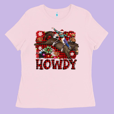 Rodeo Christmas Howdy Ladies Tee Designed By Adodesignshop
