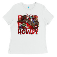 White rodeo christmas howdy Ladies Tee - AdoDesignShop